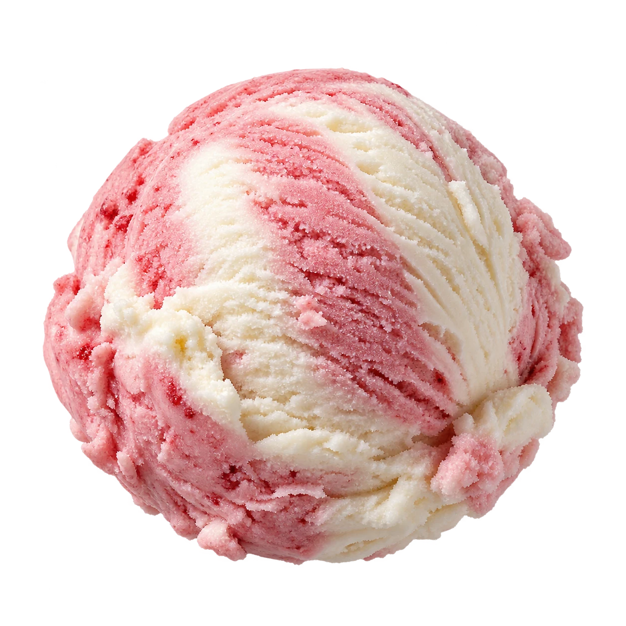 Bola de sorvete mesclado de morango e baunilha